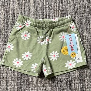 Cat & Jack Olive Daisy Print Kids Shorts Size 5T